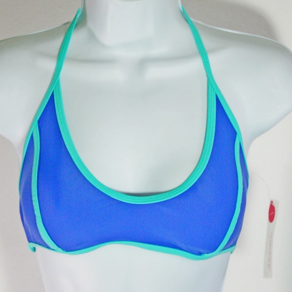 Sporty Royal Blue & Green Bikini Top Mix Match LG - Picture 2 of 5